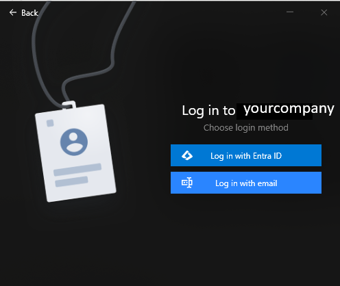 Choosing a login method: Entra ID or email